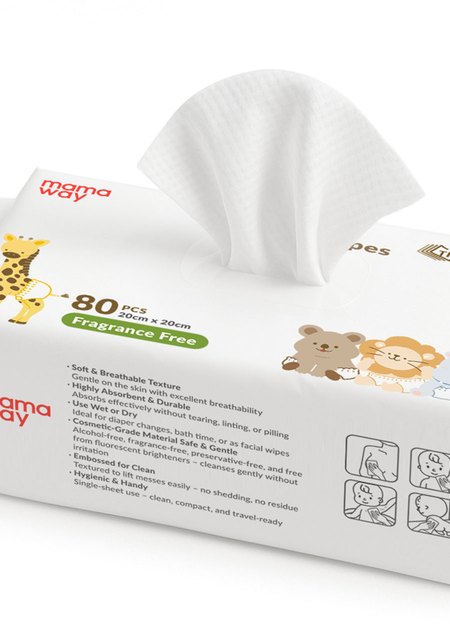 嬰兒超柔乾濕兩用巾 ( 80片×3包 )-白色2
