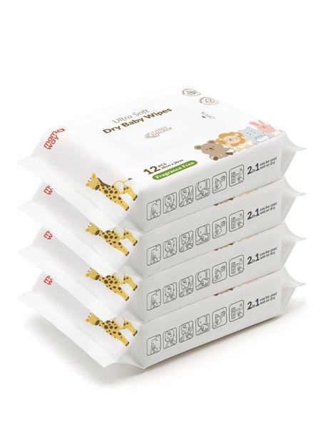 嬰兒超柔乾濕兩用巾-隨身包( 12片×4包 )-白色1