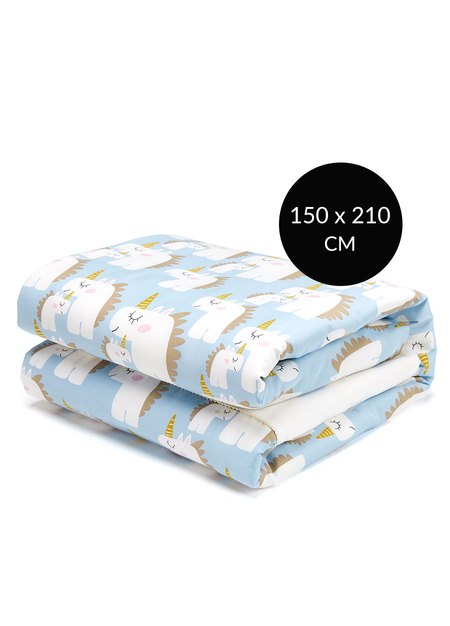 智慧調溫舒眠抗菌單人四季被-獨角獸(大人款)-淺灰藍1