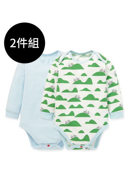 BABY Q彈棉質長袖包屁衣(2入)-腳踏車