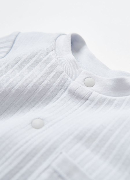 BABY百褶羅紋長袖連身衣-淺灰3