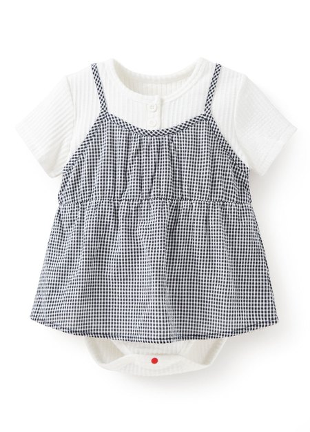 BABY假兩件吊帶包屁洋裝-黑色1