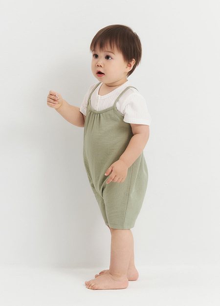 BABY假兩件連身包屁衣-淺綠4