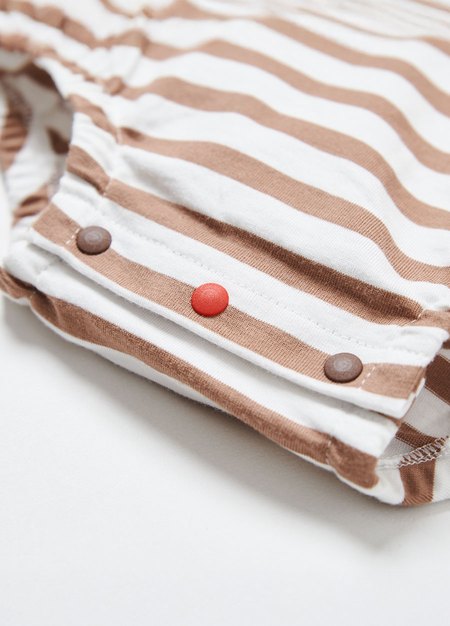 BABY翻領橫紋寬鬆包屁衣-咖啡3