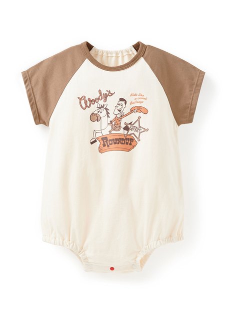 BABY迪士尼棉質拉克蘭寬鬆包屁衣-胡迪-駝色1