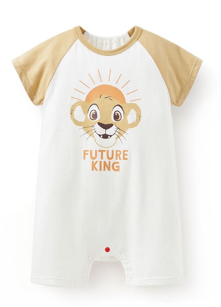 BABY迪士尼棉質拉克蘭連身包屁衣-獅子王-淺黃3