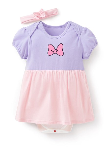 BABY迪士尼黛西造型包屁洋裝(附髮帶)-淺紫3