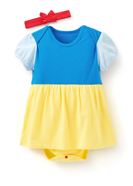 BABY迪士尼白雪公主造型包屁洋裝(附髮帶)-藍色1