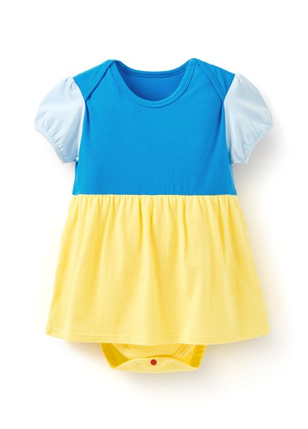 BABY迪士尼白雪公主造型包屁洋裝(附髮帶)-藍色2