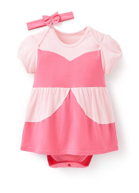 BABY迪士尼公主造型包屁洋裝(附髮帶)-桃紅1