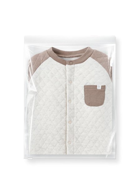 BABY鋪棉長袖連身衣-灰褐2