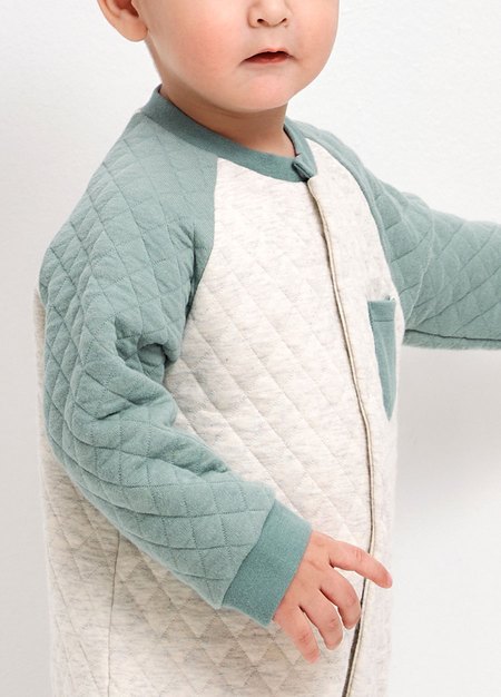 BABY鋪棉長袖連身衣-綠色3