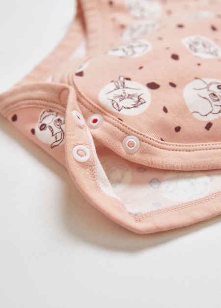 BABY迪士尼Q彈棉質長袖包屁衣-點點貓狗-粉橘3