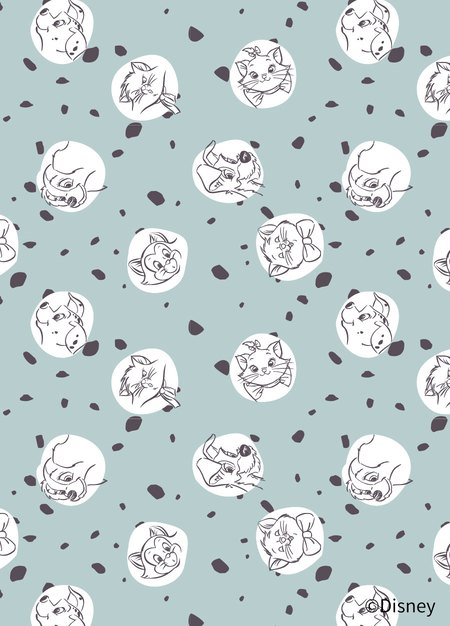 BABY迪士尼Q彈棉質長袖包屁衣-點點貓狗-藍綠2