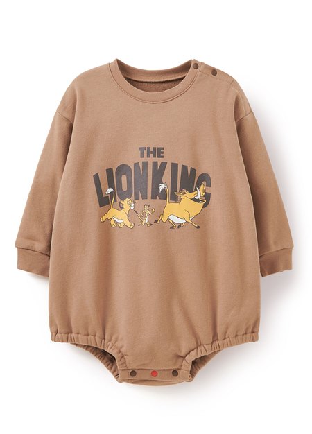 BABY迪士尼毛圈寬鬆包屁衣-獅子王-駝色1