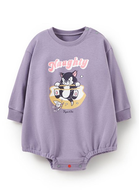 BABY迪士尼毛圈寬鬆包屁衣-費加洛-淺紫1