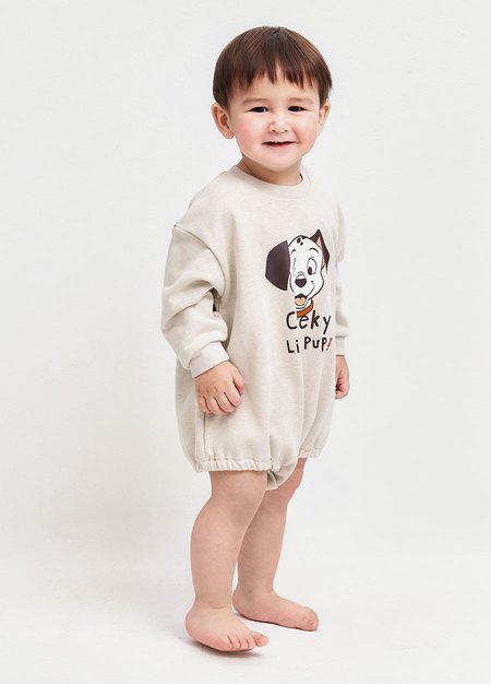 BABY迪士尼毛圈寬鬆包屁衣-101忠狗-米色4