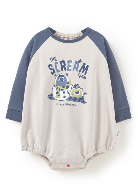 BABY迪士尼毛圈拉克蘭寬鬆包屁衣-怪獸電力公司-灰藍3