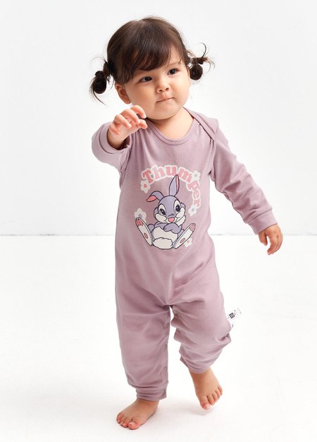 BABY迪士尼蓄熱保溫長袖連身衣-桑普兔-淺紫3