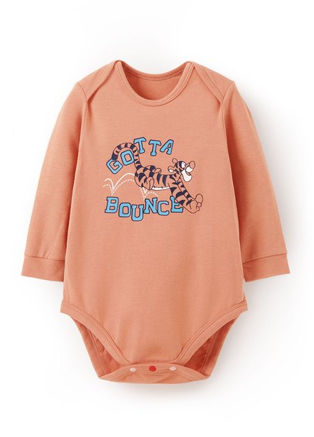 BABY迪士尼蓄熱保溫長袖包屁衣-跳跳虎-橘色1