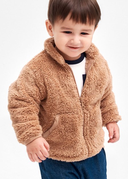 BABY刷毛外套-卡其1