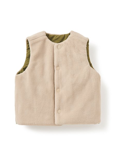 BABY壓紋雙面穿鋪棉背心-橄綠2