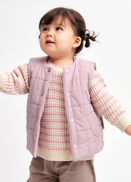 BABY壓紋雙面穿鋪棉背心-淺紫1