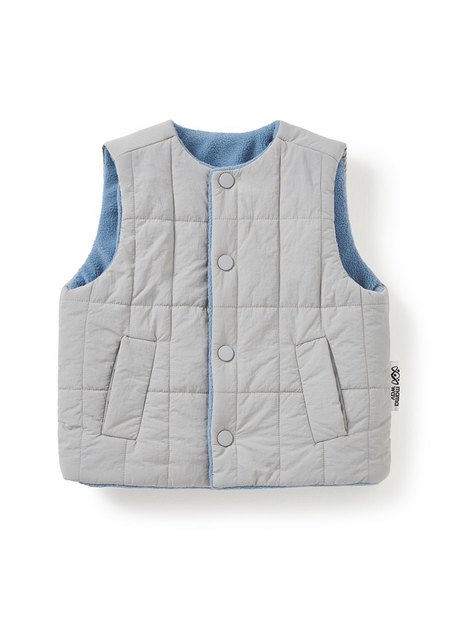 BABY壓紋雙面穿鋪棉背心-淺灰1