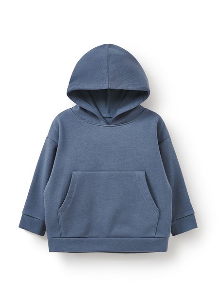 BABY棉質連帽寬鬆上衣-灰藍1