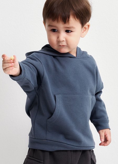 BABY棉質連帽寬鬆上衣-灰藍2