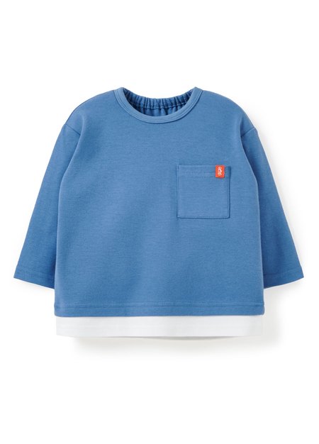 BABY假兩件長袖T恤-藍色1