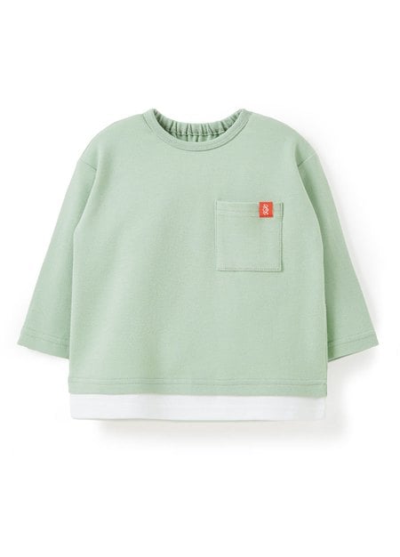 BABY假兩件長袖T恤-淺綠1