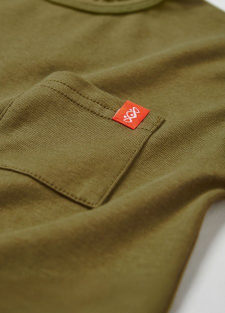 BABY假兩件長袖T恤-橄綠3