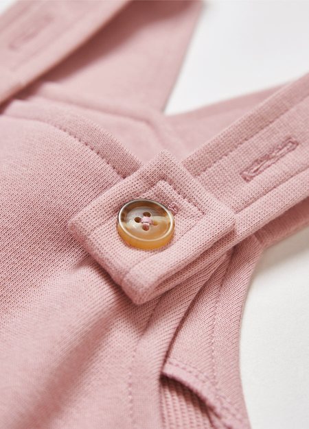 BABY棉質連身吊帶褲-淺粉2