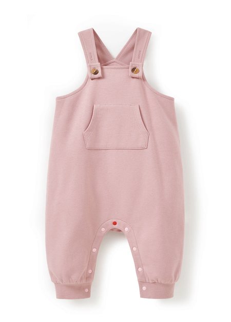 BABY棉質連身吊帶褲-淺粉1
