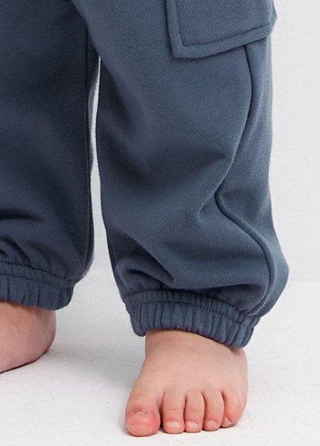 BABY棉質工作束口褲-灰藍3