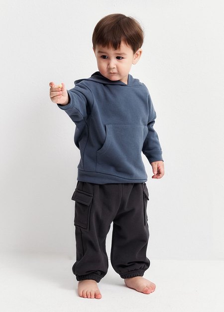 BABY棉質工作束口褲-深灰3