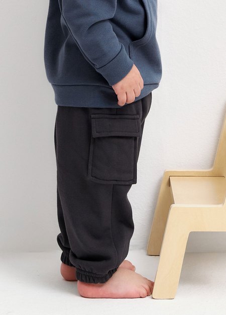 BABY棉質工作束口褲-深灰4