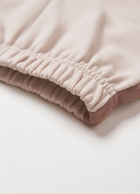 BABY撞色剪接束口褲-卡其2