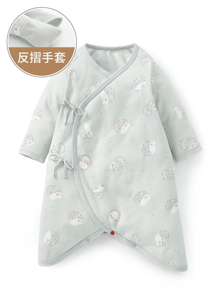 新生兒Q彈棉質蝴蝶衣-刺蝟寶寶-灰藍1