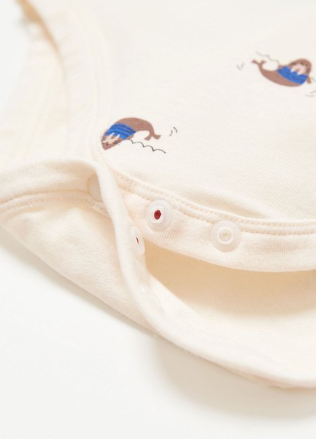 新生兒Q彈棉質長袖包屁衣-海象-米色3