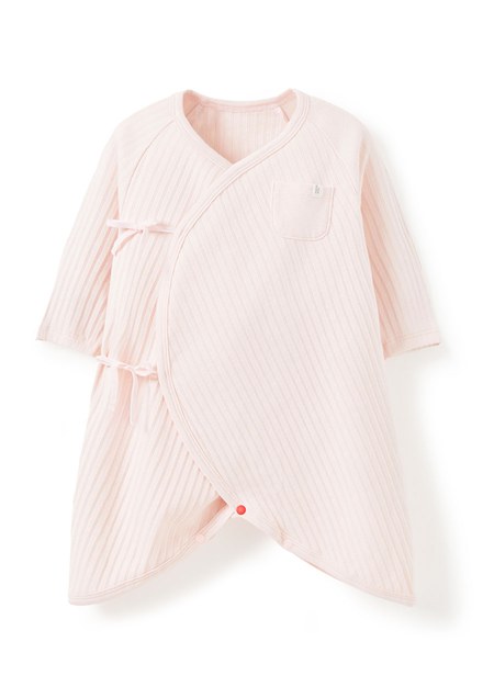 新生兒百褶羅紋蝴蝶衣(附帽子)-淺粉2