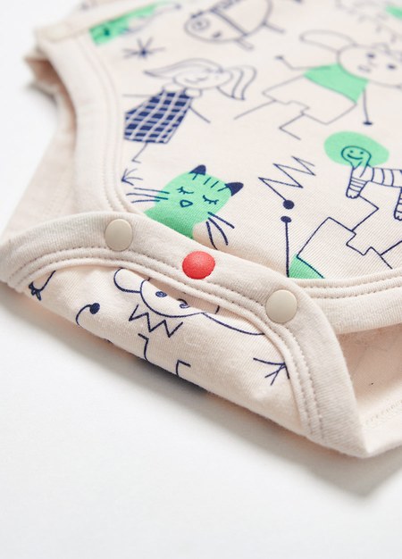 新生兒Q彈棉質長袖包屁衣-童趣線條-綠色3