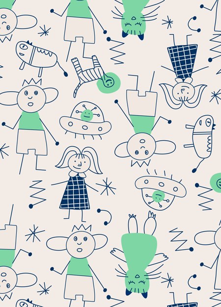 新生兒Q彈棉質長袖包屁衣-童趣線條-綠色4