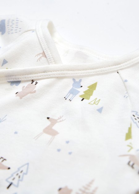 新生兒Q彈棉質蝴蝶衣-森林動物-白色3