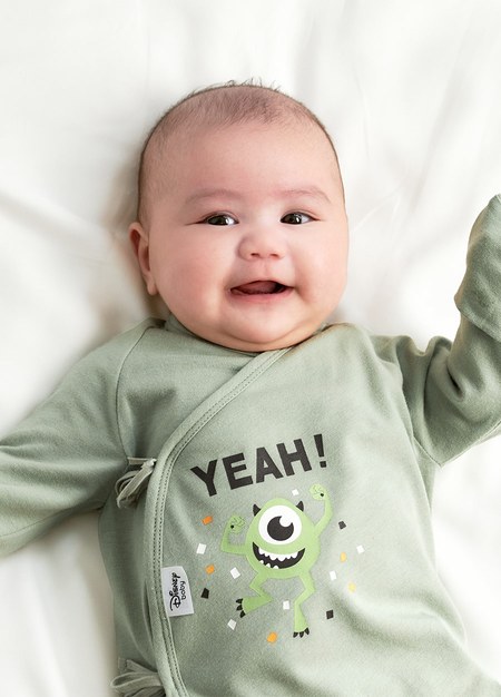 新生兒迪士尼蓄熱保溫蝴蝶衣-大眼仔-淺綠1