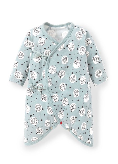 新生兒迪士尼Q彈棉質蝴蝶衣-點點貓狗-藍綠2