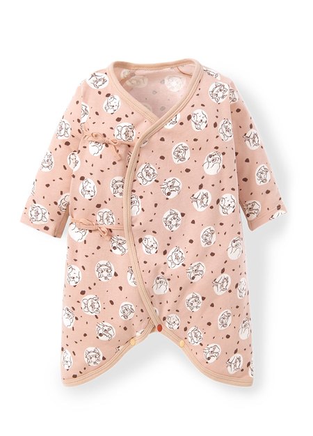 新生兒迪士尼Q彈棉質蝴蝶衣-點點貓狗-粉橘4