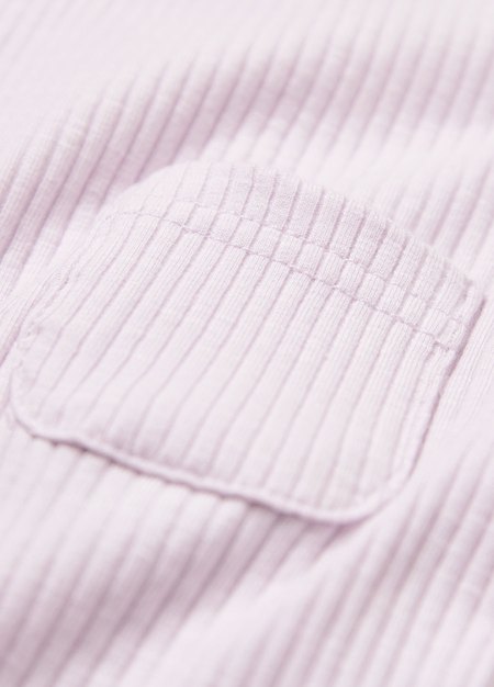 新生兒坑條短袖連身包屁衣-粉紫4