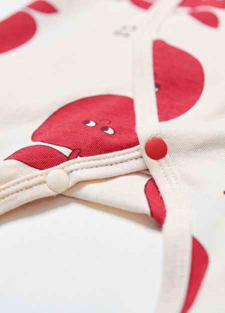 新生兒 短袖連身包屁衣-蘋果-淺棕2